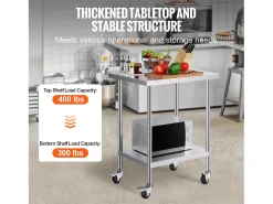 Mesa de Trabalho SucceBuy Mesa de Trabalho em Aço Inoxidável 60.96 x 76.2 cm, Mesa de Preparação de Alimentos Comercial com Rodízios* Online