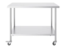 Móvel De Arrumação*Mesa de Trabalho SucceBuy Mesa de Trabalho em Aço Inoxidável 76.2 x 121.92 cm, Mesa de Preparação Comercial com 4 Rodízios Prateado