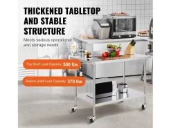 Móvel De Arrumação*Mesa de Trabalho SucceBuy Mesa de Trabalho em Aço Inoxidável 76.2 x 121.92 cm, Mesa de Preparação Comercial com 4 Rodízios Prateado