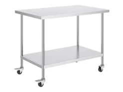 Móvel De Arrumação*Mesa de Trabalho SucceBuy Mesa de Trabalho em Aço Inoxidável 76.2 x 121.92 cm, Mesa de Preparação Comercial com 4 Rodízios Prateado