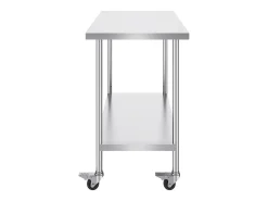 Móvel De Arrumação*Mesa de Trabalho SucceBuy Mesa de Trabalho em Aço Inoxidável 76.2 x 121.92 cm, Mesa de Preparação Comercial com 4 Rodízios Prateado