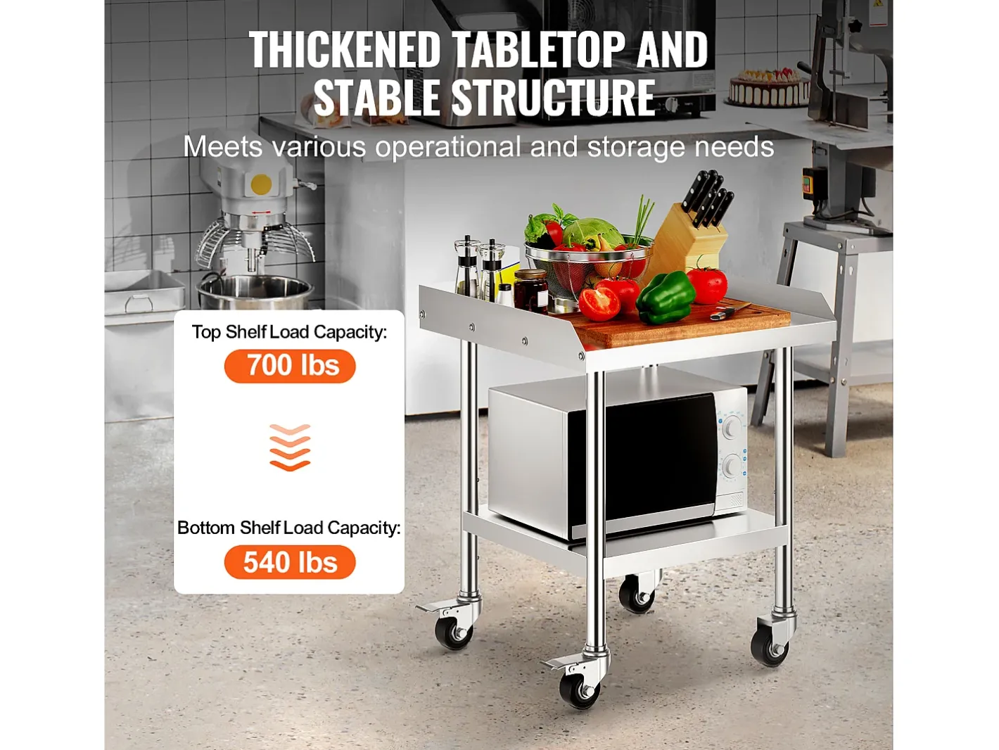 Mesa de Trabalho SucceBuy Mesa de Trabalho em Aço Inoxidável 60.96 x 60.96 cm, Mesa de Preparação de Alimentos Comercial para Serviços Pesados* Online