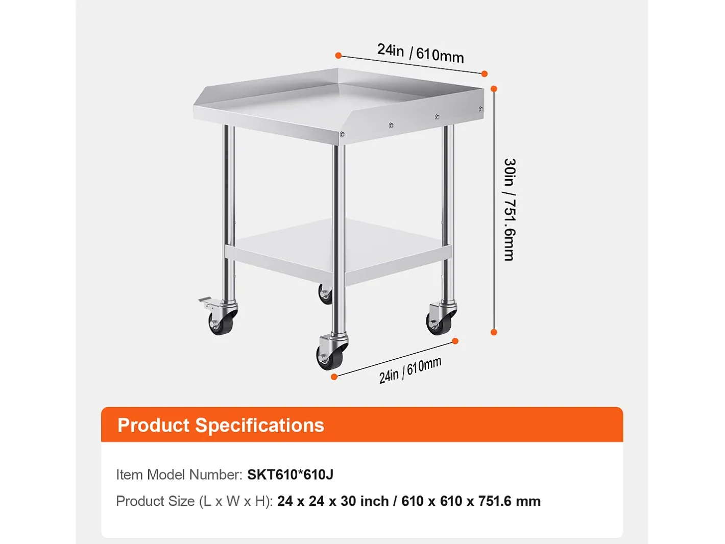 Mesa de Trabalho SucceBuy Mesa de Trabalho em Aço Inoxidável 60.96 x 60.96 cm, Mesa de Preparação de Alimentos Comercial para Serviços Pesados* Online