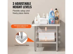 Outlet Mesa de Trabalho SucceBuy Mesa de Trabalho em Aço Inoxidável 60.96 x 60.96 cm, Mesa de Preparação de Alimentos para Restaurante Móvel De Arrumação