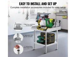 Outlet Mesa de Trabalho SucceBuy Mesa de Trabalho em Aço Inoxidável 60.96 x 60.96 cm, Mesa de Preparação de Alimentos para Restaurante Móvel De Arrumação