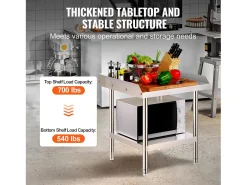 Outlet Mesa de Trabalho SucceBuy Mesa de Trabalho em Aço Inoxidável 60.96 x 60.96 cm, Mesa de Preparação de Alimentos para Restaurante Móvel De Arrumação