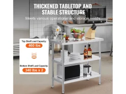 Online Mesa de Trabalho SucceBuy Mesa de Trabalho em Aço Inoxidável 45.7 x 91.4 cm, Mesa de Preparação de Alimentos para Cozinha Comercial Móvel De Arrumação