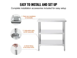 Online Mesa de Trabalho SucceBuy Mesa de Trabalho em Aço Inoxidável 45.7 x 91.4 cm, Mesa de Preparação de Alimentos para Cozinha Comercial Móvel De Arrumação