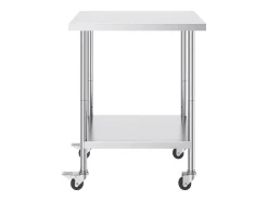 Hot Mesa de Trabalho SucceBuy Mesa de Trabalho em Aço Inoxidável 60.96 x 76.2 cm, Mesa de Preparação Comercial com 4 Rodízios Móvel De Arrumação