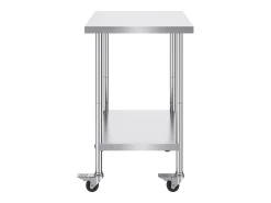 Hot Mesa de Trabalho SucceBuy Mesa de Trabalho em Aço Inoxidável 60.96 x 76.2 cm, Mesa de Preparação Comercial com 4 Rodízios Móvel De Arrumação