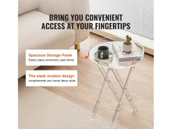 Mesa De Apoio*Mesa Dobrável SucceBuy em Acrílico com Pés em X, Mesa de Apoio para Café, Bebidas, Lanches na Sala, o Quarto, o Escritório Transparente