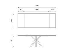 Sale Mesa extensível de 160cm a 240cm moderna Tampo Cerâmico em Vidro Temperado Portoro Mesa De Centro