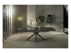Sale Mesa extensível de 160cm a 240cm moderna Tampo Cerâmico em Vidro Temperado Portoro Mesa De Centro
