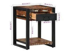 vidaxl Mesa De Apoio*Mesa lateral 40x40x50 cm madeira maciça recuperada Multicor