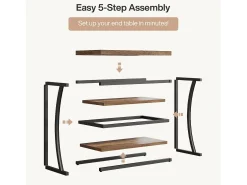 Tribesigns Mesa De Apoio*Mesa Lateral Pequena e Estreita, Mesa Decorativa de Metal no Estilo Rural para Sala de Estar, Quarto, Espaços Pequenos, Lado da Cama Castanho