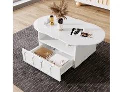 Outlet Mesa de centro com gavetas e compartimento aberto - tampo em forma de nuvem - Mesa De Centro