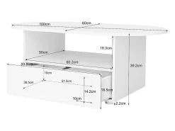 Outlet Mesa de centro com gavetas e compartimento aberto - tampo em forma de nuvem - Mesa De Centro