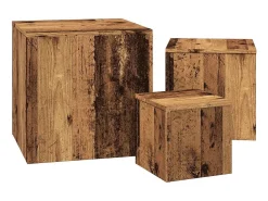 vidaxl Mesa De Apoio*Mesas de apoio 3 pcs derivados de madeira madeira velha Natural claro