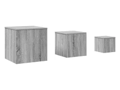 vidaxl Mesa De Apoio*Mesas de apoio 3 pcs derivados de madeira sonoma Cinzento