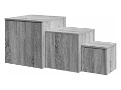 vidaxl Mesa De Apoio*Mesas de apoio 3 pcs derivados de madeira sonoma Cinzento