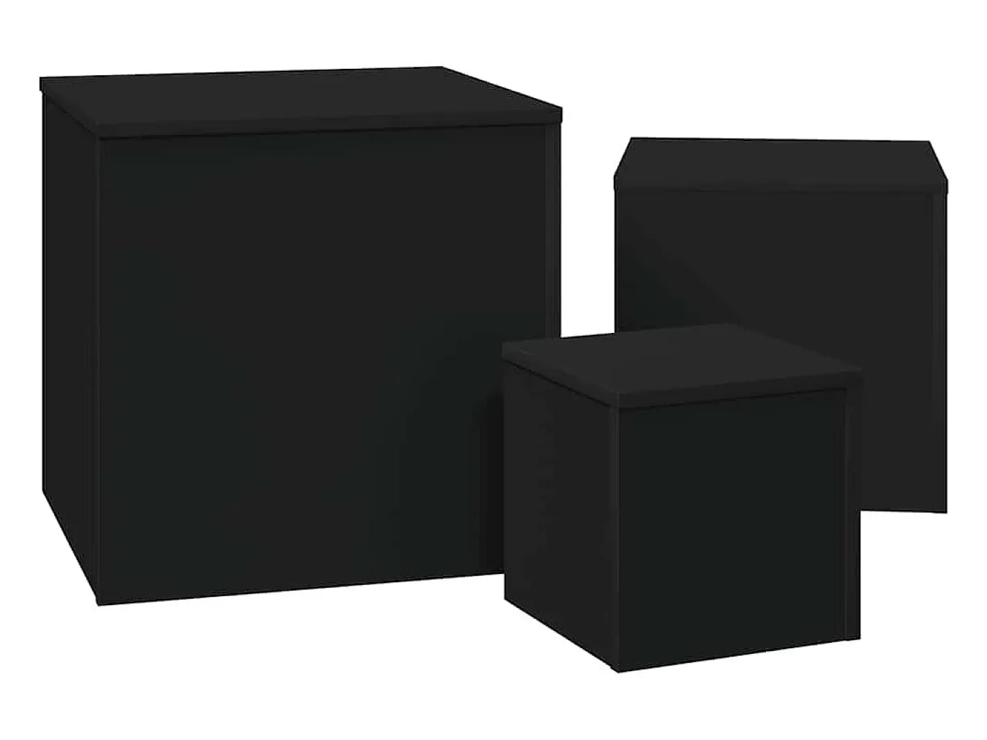 vidaxl Mesa De Apoio*Mesas de apoio 3 pcs derivados de madeira Preto