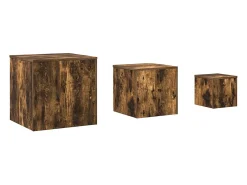 vidaxl Mesa De Apoio*Mesas de apoio 3 pcs derivados de madeira cor carvalho fumado Natural claro