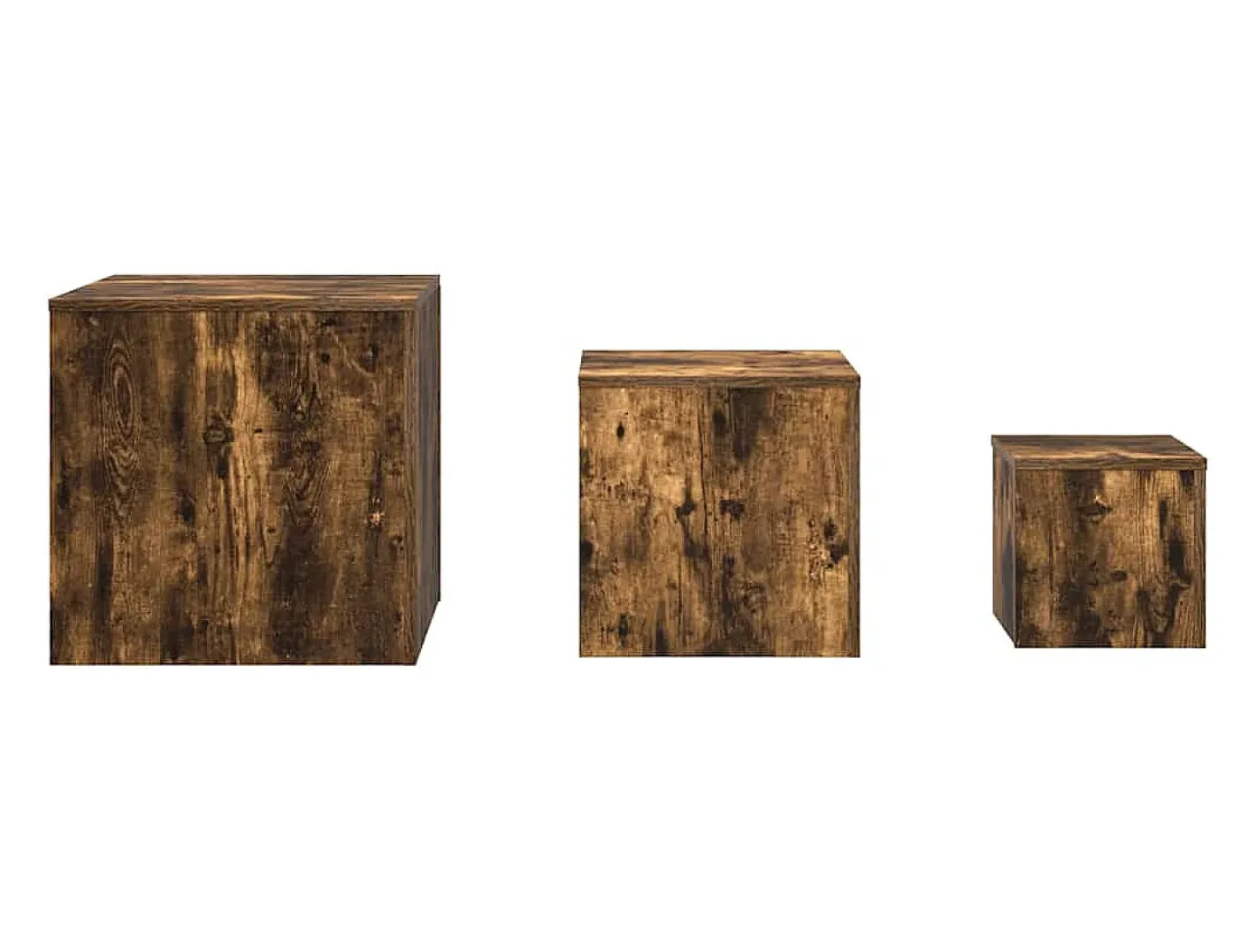 vidaxl Mesa De Apoio*Mesas de apoio 3 pcs derivados de madeira cor carvalho fumado Natural claro