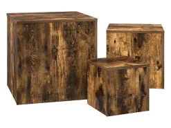 vidaxl Mesa De Apoio*Mesas de apoio 3 pcs derivados de madeira cor carvalho fumado Natural claro