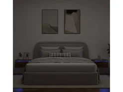 vidaxl Móvel De Tv*Mesas de cabeceira de parede com luzes LED 2pcs carvalho fumado Castanho