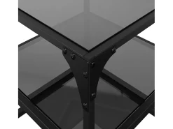 vidaxl Mesa De Centro*Mesas de centro c/ topo em vidro 2 pcs 40x40x45 cm aço Preto
