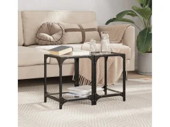 Best Mesas de centro c/ topo vidro 2 pcs 30x30x40cm aço PT770843 Mesa De Centro
