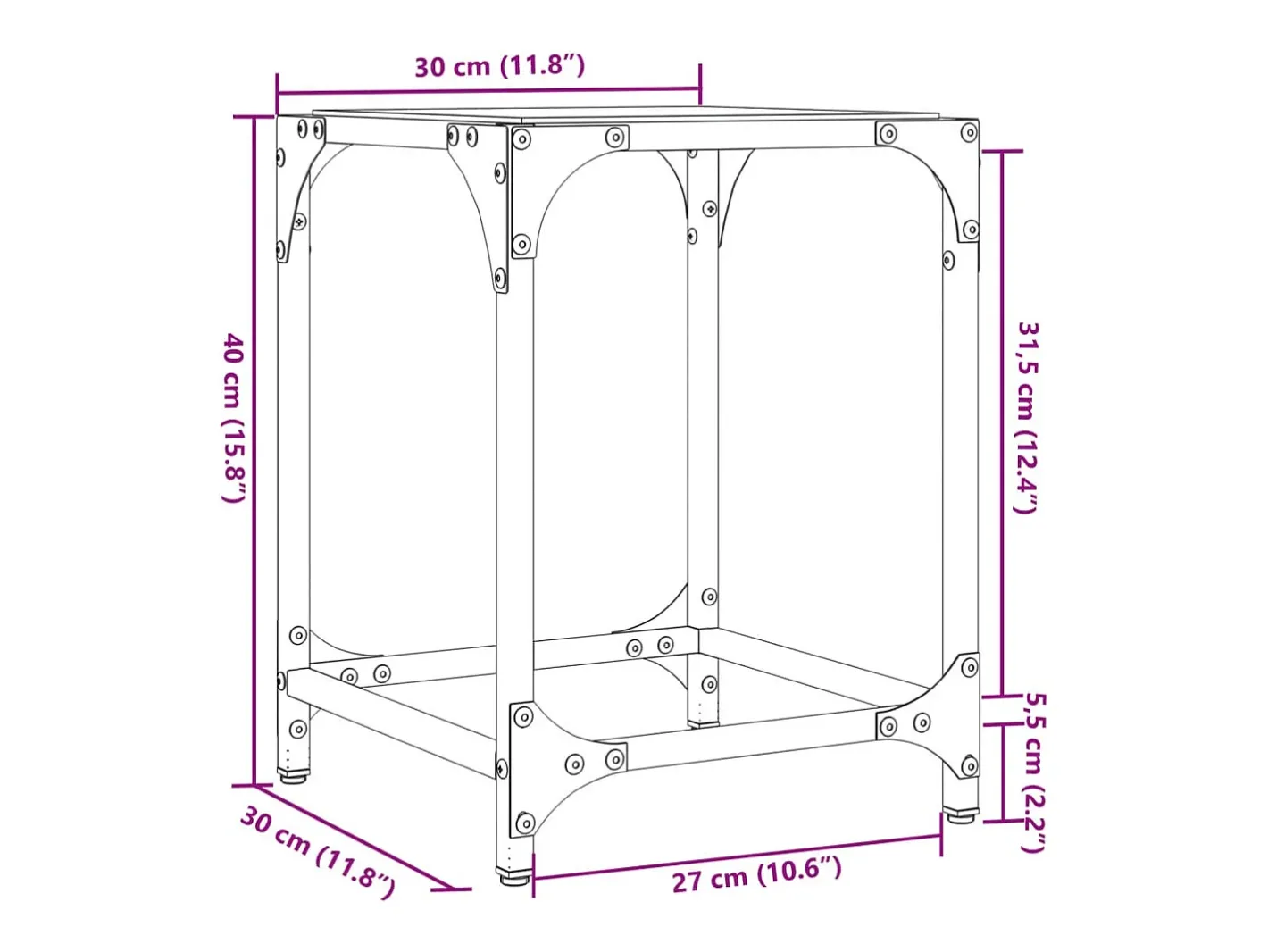 Best Mesas de centro c/ topo vidro 2 pcs 30x30x40cm aço Mesa De Centro