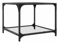 vidaxl Mesa De Centro*Mesas de centro c/ topo vidro 2 pcs 50x50x40cm aço Transparente