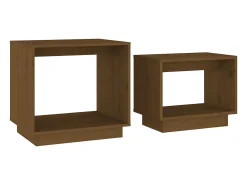 vidaxl Mesa De Centro*Mesas de centro de encastrar 2 pcs pinho maciço castanho mel Natural claro