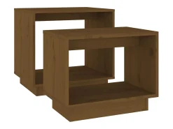 vidaxl Mesa De Centro*Mesas de centro de encastrar 2 pcs pinho maciço castanho mel Natural claro