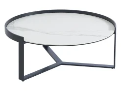 Mesas de centro em vidro, cerâmica e metal efeito mármore branco e preto - ZERILA*Maison Céphy New
