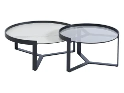 Mesas de centro em vidro, cerâmica e metal efeito mármore branco e preto - ZERILA*Maison Céphy New
