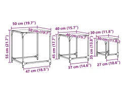 Best Mesas de centro encastrar 3 pcs c/ tampo vidro aço Mesa De Centro