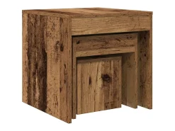 vidaxl Mesa De Centro*Mesas de encastrar 3 pcs derivados de madeira madeira velha Natural claro