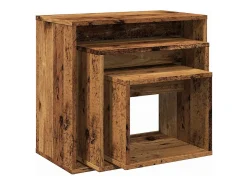 vidaxl Mesa De Centro*Mesas de encastrar 3 pcs derivados de madeira madeira velha Natural claro
