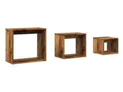 vidaxl Mesa De Centro*Mesas de encastrar 3 pcs derivados de madeira madeira velha Natural claro