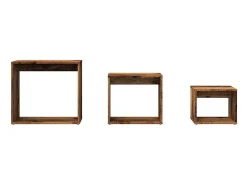 vidaxl Mesa De Centro*Mesas de encastrar 3 pcs derivados de madeira madeira velha Natural claro