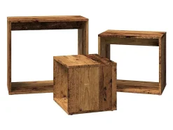 vidaxl Mesa De Centro*Mesas de encastrar 3 pcs derivados de madeira madeira velha Natural claro
