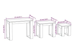 vidaxl Mesa De Centro*Mesas de encastrar 3 pcs derivados de madeira sonoma Cinzento