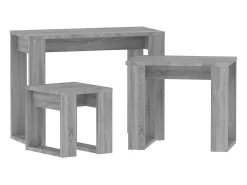 vidaxl Mesa De Centro*Mesas de encastrar 3 pcs derivados de madeira sonoma Cinzento
