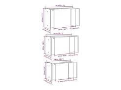 vidaxl Mesa De Centro*Mesas de encastrar 3 pcs derivados de madeira Preto