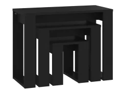 vidaxl Mesa De Centro*Mesas de encastrar 3 pcs madeira processada Preto