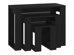 vidaxl Mesa De Centro*Mesas de encastrar 3 pcs madeira processada Preto