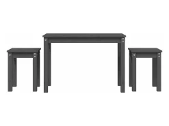 vidaxl Mesa De Centro*Mesas de encastrar 3 pcs madeira de pinho maciça Cinzento