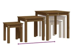 vidaxl Mesa De Centro*Mesas de encastrar 3 pcs madeira de pinho maciça castanho mel Natural claro